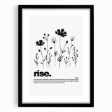 Monochrome Motivational Typography Art Print - "Rise" Canvas