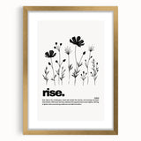 Monochrome Motivational Typography Art Print - "Rise" Canvas