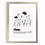 Monochrome Motivational Typography Art Print - "Rise" Canvas