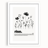 Monochrome Motivational Typography Art Print - "Rise" Canvas
