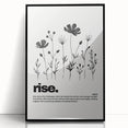 Monochrome Motivational Typography Art Print - "Rise" Canvas