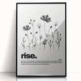 Monochrome Motivational Typography Art Print - "Rise" Canvas