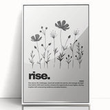 Monochrome Motivational Typography Art Print - "Rise" Canvas