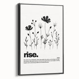 Monochrome Motivational Typography Art Print - "Rise" Canvas