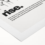 Monochrome Motivational Typography Art Print - "Rise" Canvas