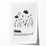 Monochrome Motivational Typography Art Print - "Rise" Canvas