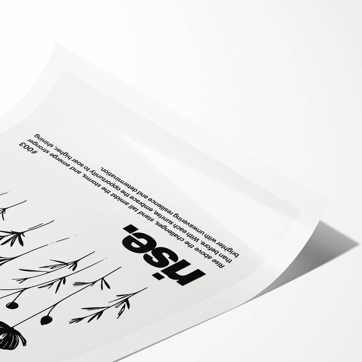 Monochrome Motivational Typography Art Print - "Rise" Canvas
