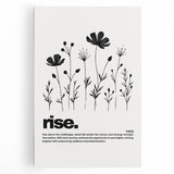 Monochrome Motivational Typography Art Print - "Rise" Canvas