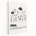 Monochrome Motivational Typography Art Print - "Rise" Canvas
