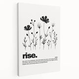 Monochrome Motivational Typography Art Print - "Rise" Canvas