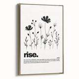 Monochrome Motivational Typography Art Print - "Rise" Canvas