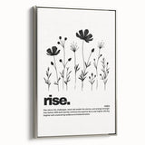 Monochrome Motivational Typography Art Print - "Rise" Canvas