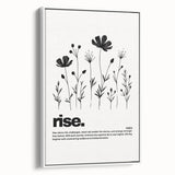 Monochrome Motivational Typography Art Print - "Rise" Canvas