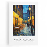 Impressionist-style painting of a starry night in cool blue and black tones on stretched canvas, ideal for kitchen wall art.