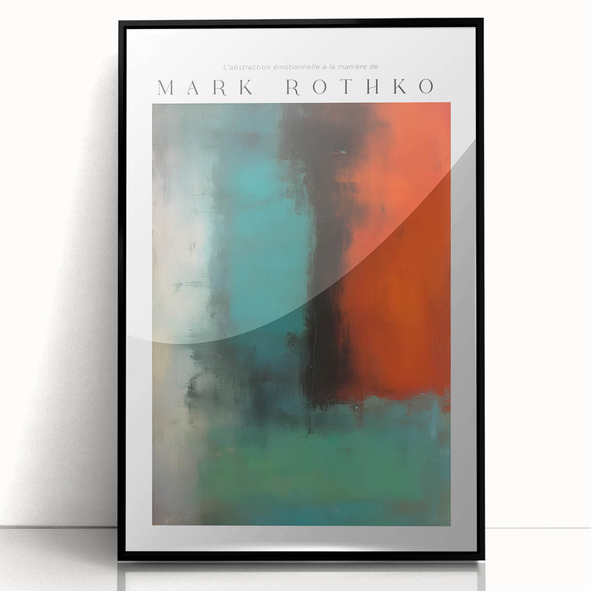 Large abstract wall art depicting vibrant red and black hues on framed acrylic, ideal for modern living room decor.