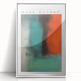 Modern art wall decor featuring abstract blocks in red and blue on a framed acrylic, suitable for a nursery.