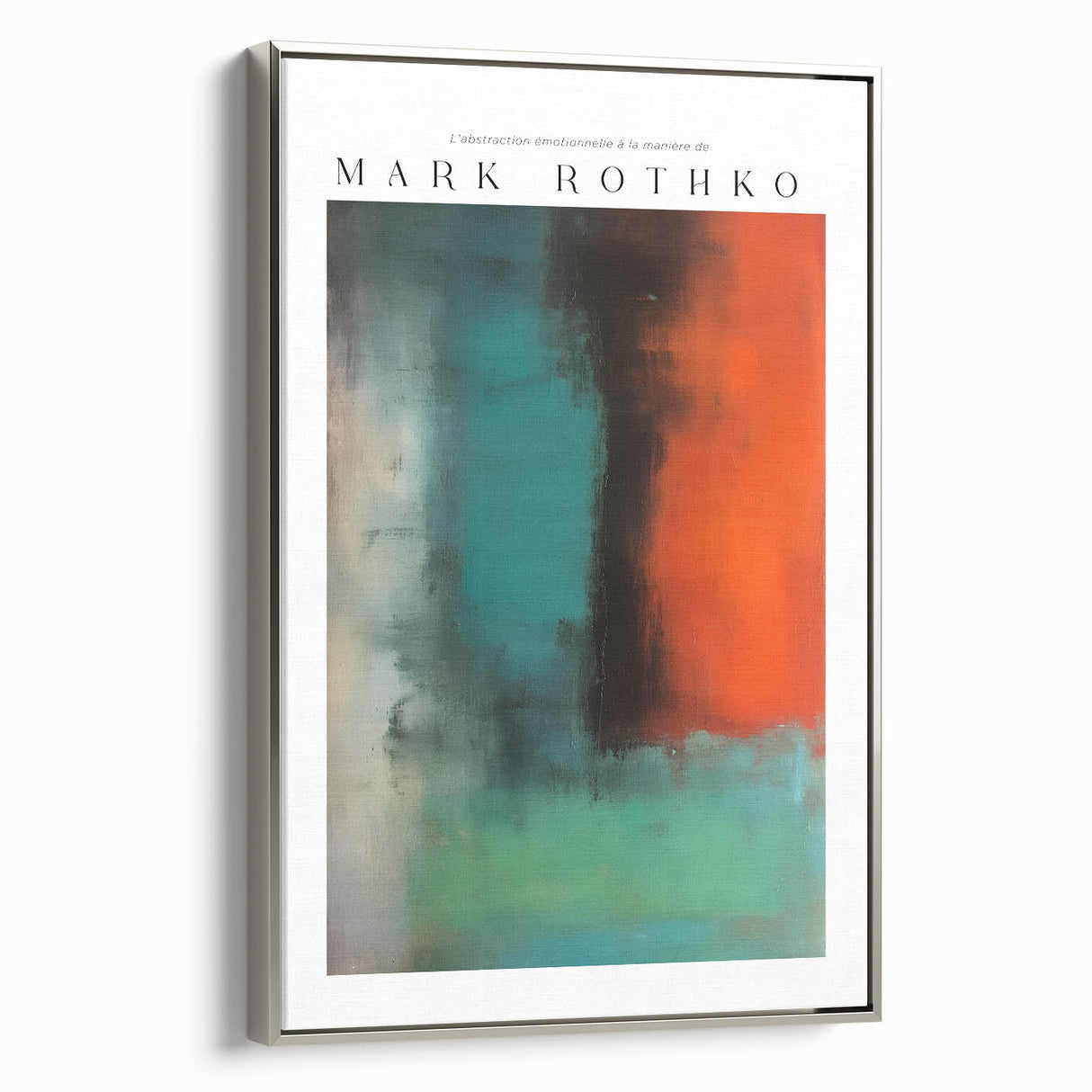 Landscape art painting featuring a Rothko-inspired abstract design in vibrant colors on a framed canvas.