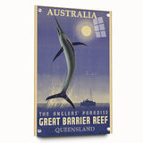 Great Barrier Reef Retro Travel Poster | Fishing Paradise Art
