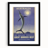 Great Barrier Reef Retro Travel Poster | Fishing Paradise Art