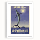 Great Barrier Reef Retro Travel Poster | Fishing Paradise Art
