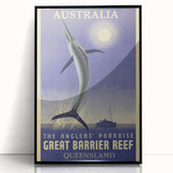 Great Barrier Reef Retro Travel Poster | Fishing Paradise Art