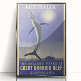 Great Barrier Reef Retro Travel Poster | Fishing Paradise Art