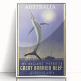 Great Barrier Reef Retro Travel Poster | Fishing Paradise Art