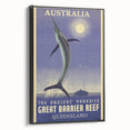 Great Barrier Reef Retro Travel Poster | Fishing Paradise Art