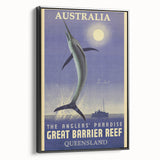 Great Barrier Reef Retro Travel Poster | Fishing Paradise Art
