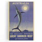 Great Barrier Reef Retro Travel Poster | Fishing Paradise Art