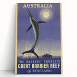 Great Barrier Reef Retro Travel Poster | Fishing Paradise Art