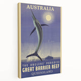Great Barrier Reef Retro Travel Poster | Fishing Paradise Art