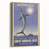 Great Barrier Reef Retro Travel Poster | Fishing Paradise Art