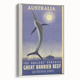 Great Barrier Reef Retro Travel Poster | Fishing Paradise Art