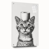 Bathroom Wall Art - Cat with Toilet Paper Hat