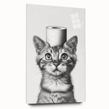Bathroom Wall Art - Cat with Toilet Paper Hat