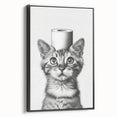 Bathroom Wall Art - Cat with Toilet Paper Hat