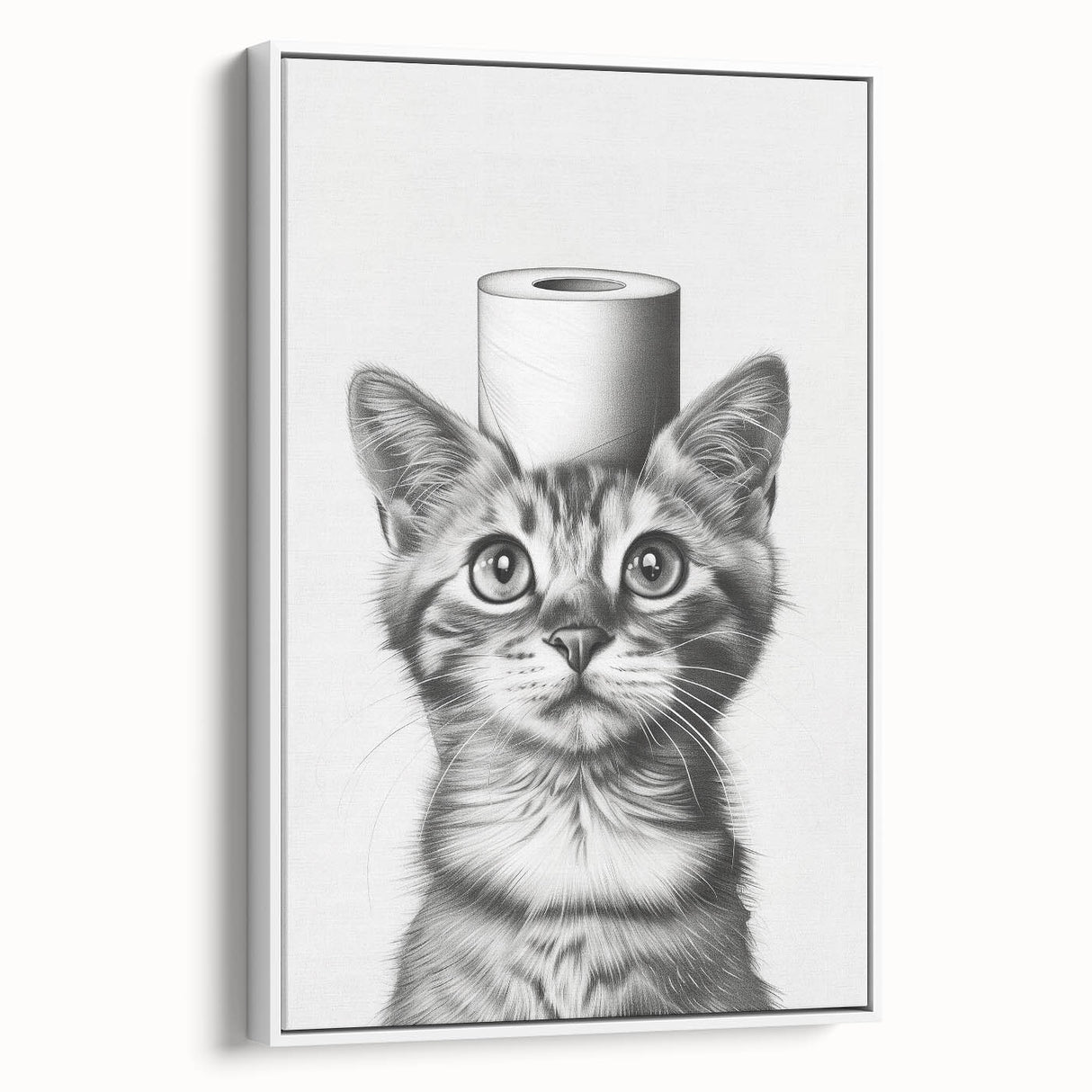 Bathroom Wall Art - Cat with Toilet Paper Hat