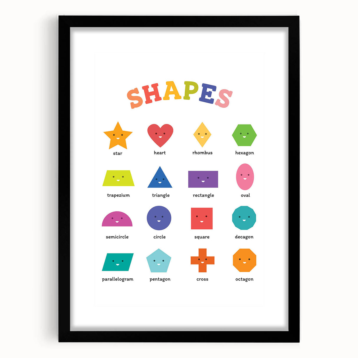 Shapes Kids Educational Wall Art – Fun Learning Poster