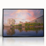 Large abstract wall art depicting an Egyptian scene in monochrome tones on a framed acrylic panel.