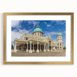 Abstract textured art print of an Ethiopian landscape, in earth tones on a gold-framed canvas, ideal for bedroom decor.