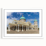 Extra large abstract art print of an Ethiopian landscape in textured earth tones, framed with a white mat.