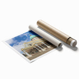 Ethiopian landscape with vibrant floral elements on a rolled canvas print, suited for large living room or bathroom decor.