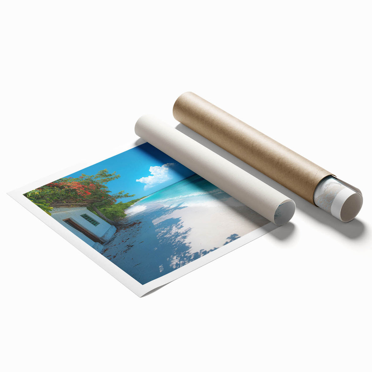 Extra large rolled print featuring a serene Kenyan landscape with vibrant greens and blues.