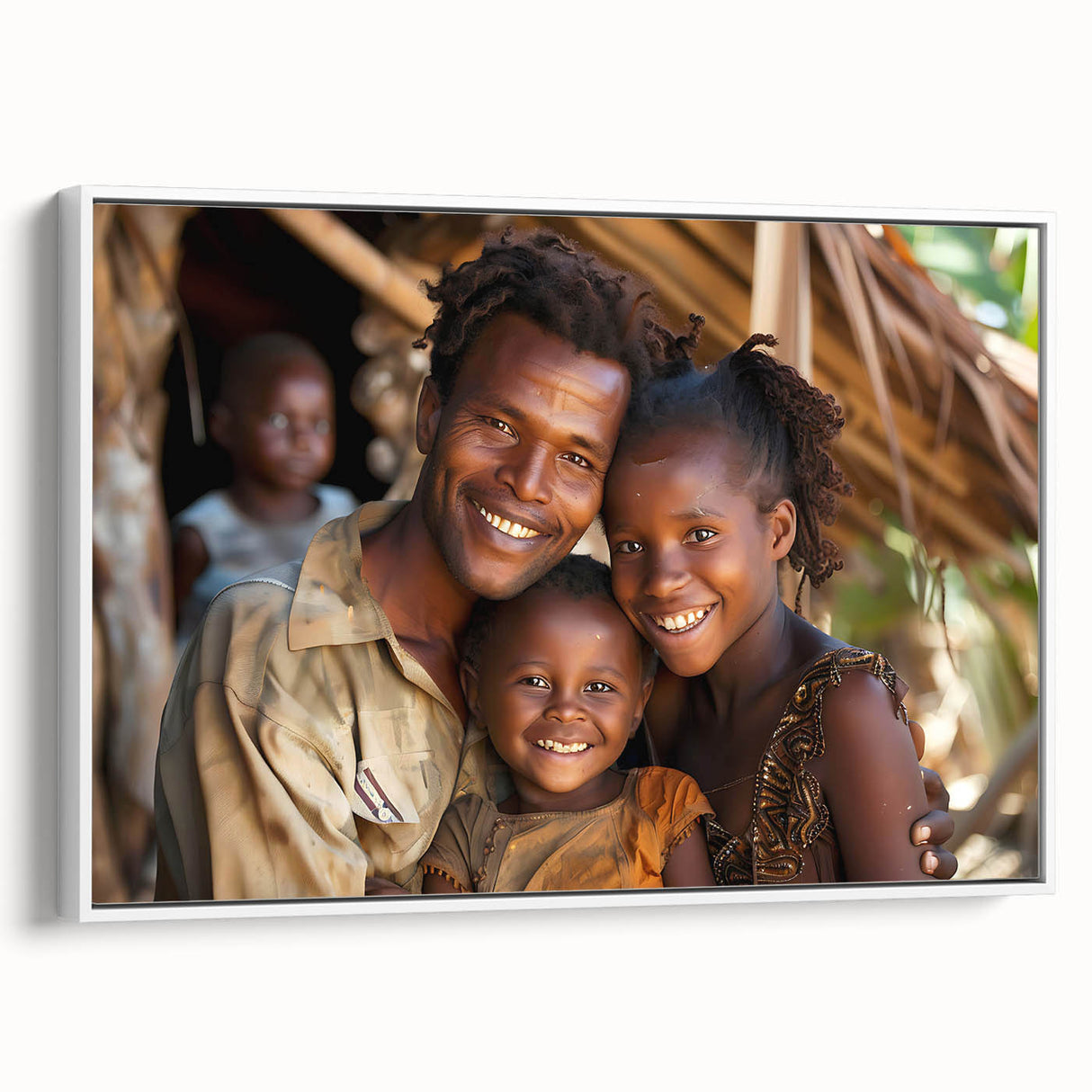 Framed canvas of a vintage-style Madagascar landscape in muted earth tones, ideal for bedroom wall art.