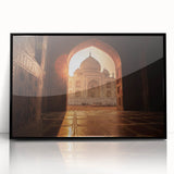 Large abstract wall art depicting a Moroccan landscape in muted earth tones on a framed acrylic.