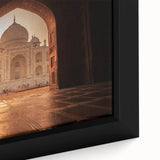 Extra large framed canvas featuring a textured depiction of a Moroccan landscape in vibrant colors.