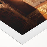 Art deco poster featuring a Moroccan landscape design in muted earth tones on rolled canvas, suitable for dining room decor.