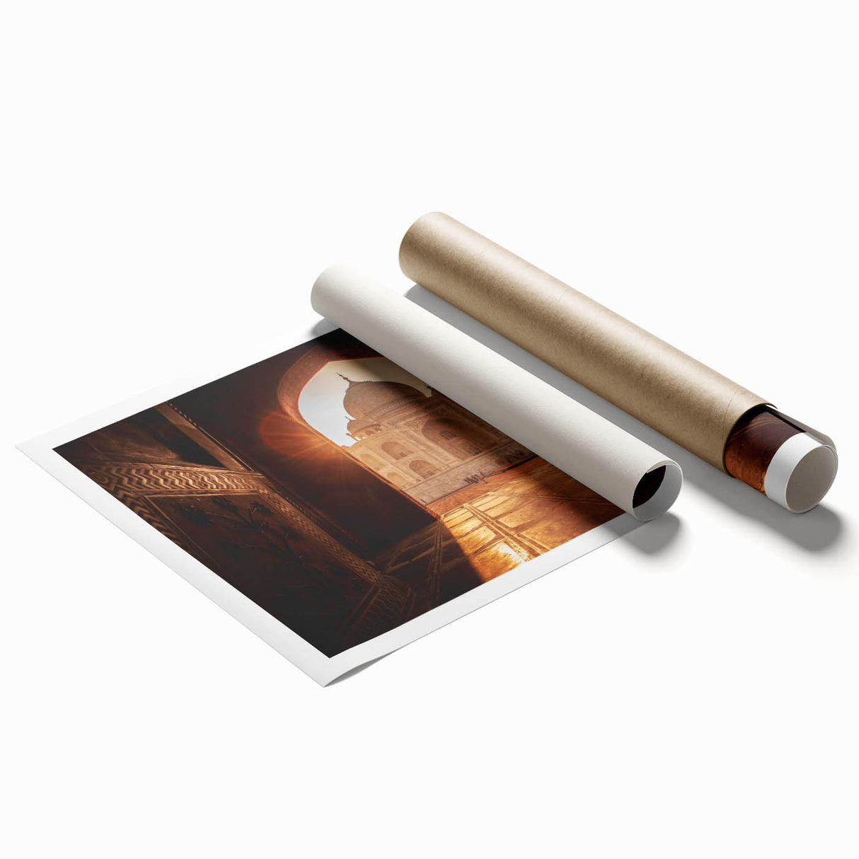 Extra large rolled print of Moroccan scenery with vibrant floral elements, ideal for classy bathroom wall art.