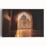 Large black and white stretched canvas depicting a Moroccan landscape, ideal for kitchen wall art.